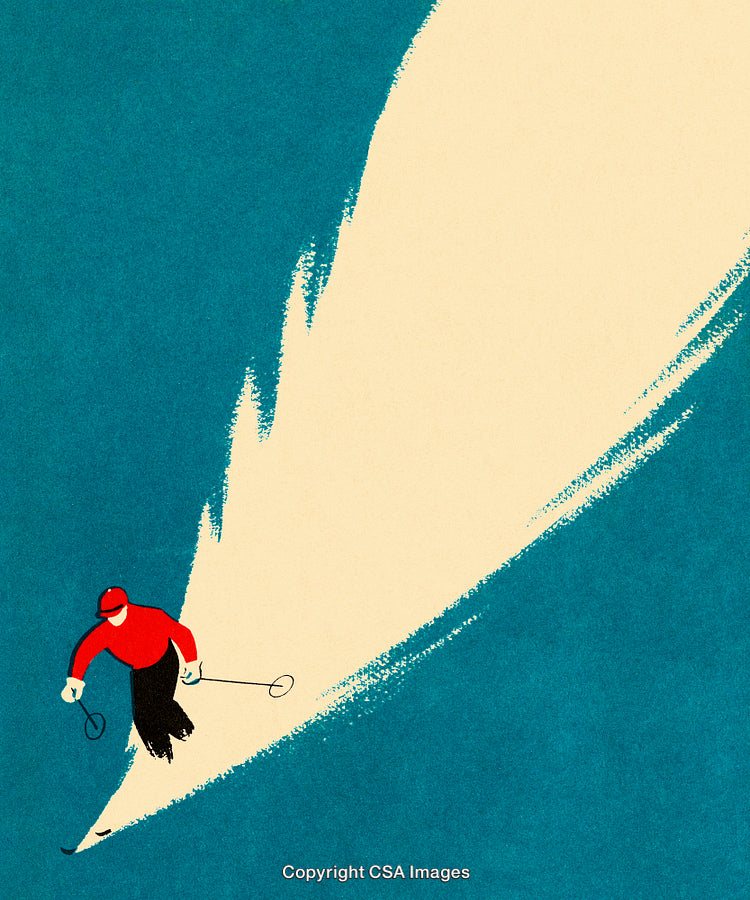 Dynamic Minimalistic Drawing of a Skier on a Declining Slope