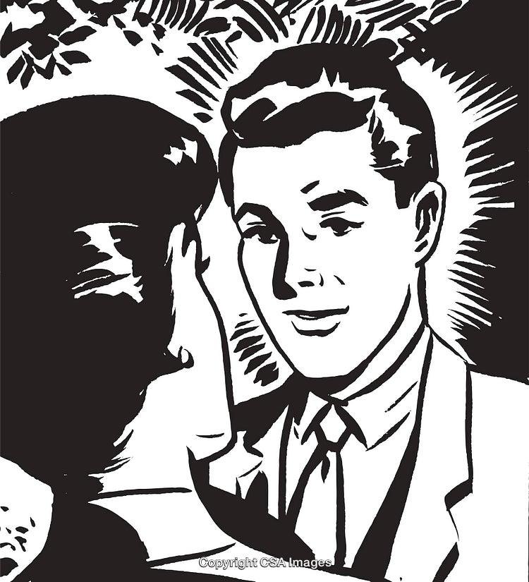 Retro Illustration of a Smiling Gentleman Greeting a Woman in Classic Style