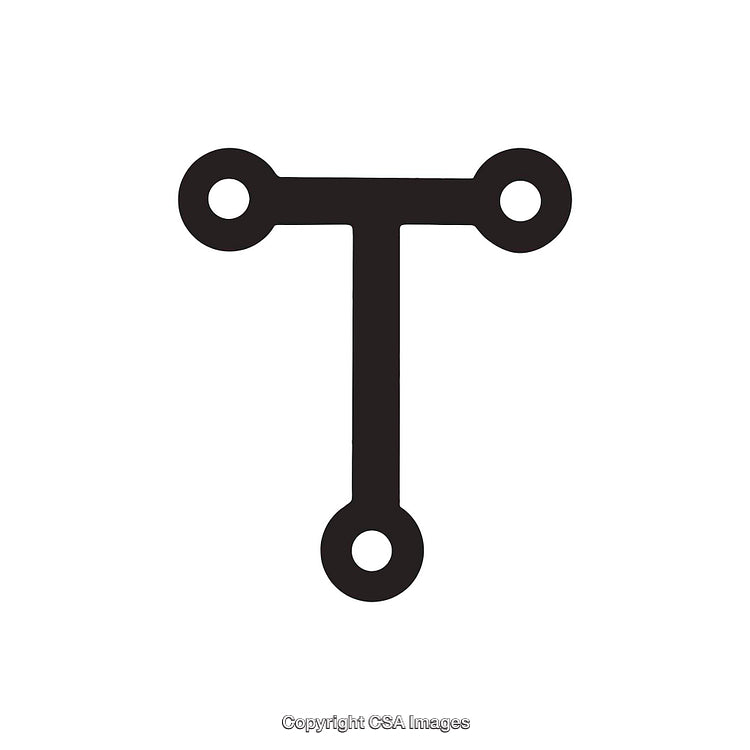 Minimalist Black And White Representation of Letter T with Geometric Design