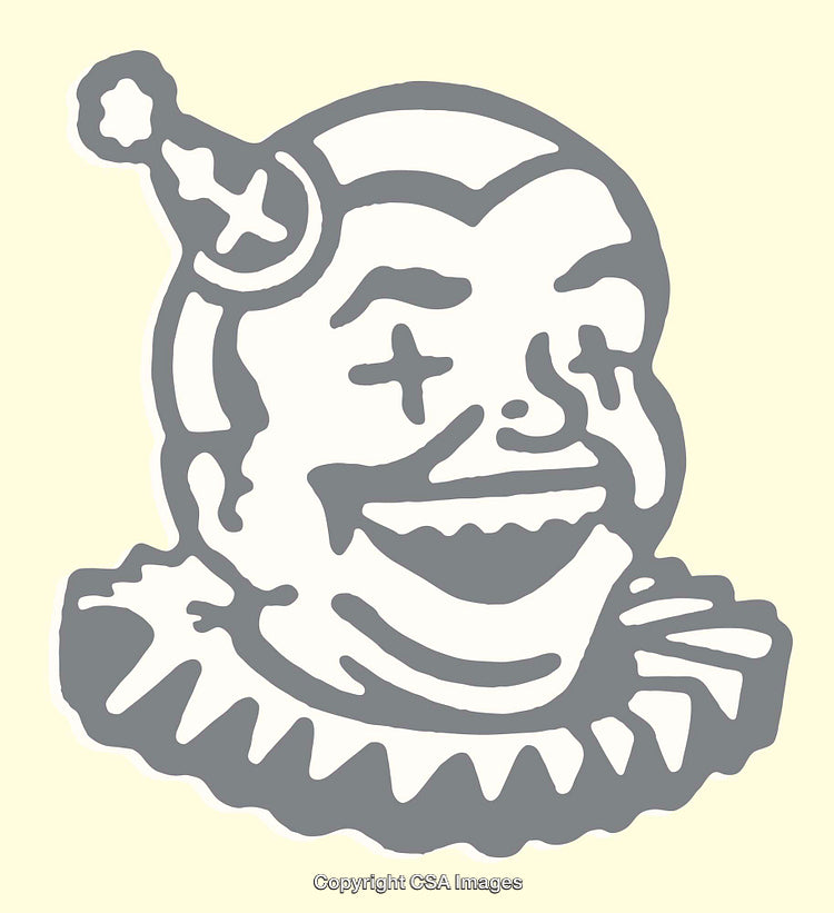 Vintage Style Clown Illustration in Minimalist Line Art Aesthetic
