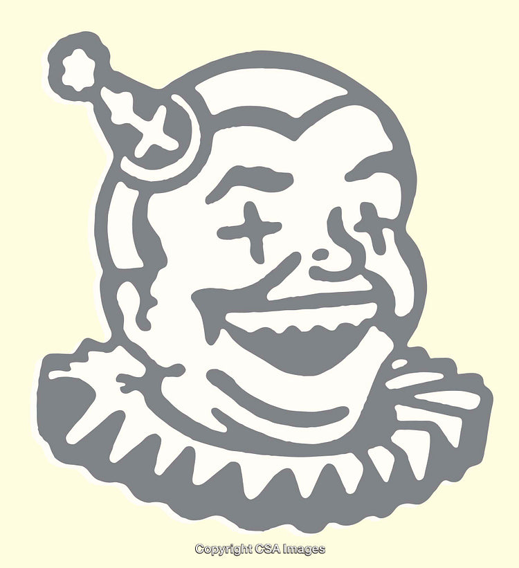 Vintage Style Clown Illustration in Minimalist Line Art Aesthetic