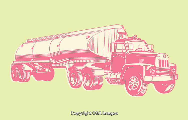 Vintage Oil Tanker Truck Illustration in Retro Color Palette