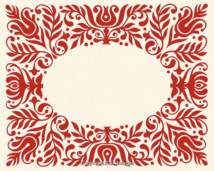 Elegant Red Floral Border with Decorative Empty Center