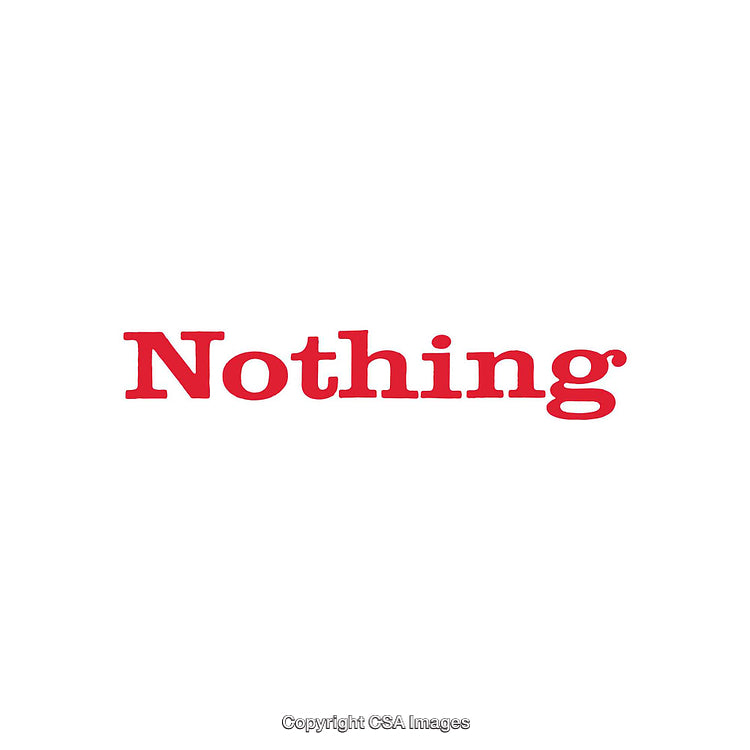 Minimalist Design Featuring the Word Nothing in Bold Red Letters on White