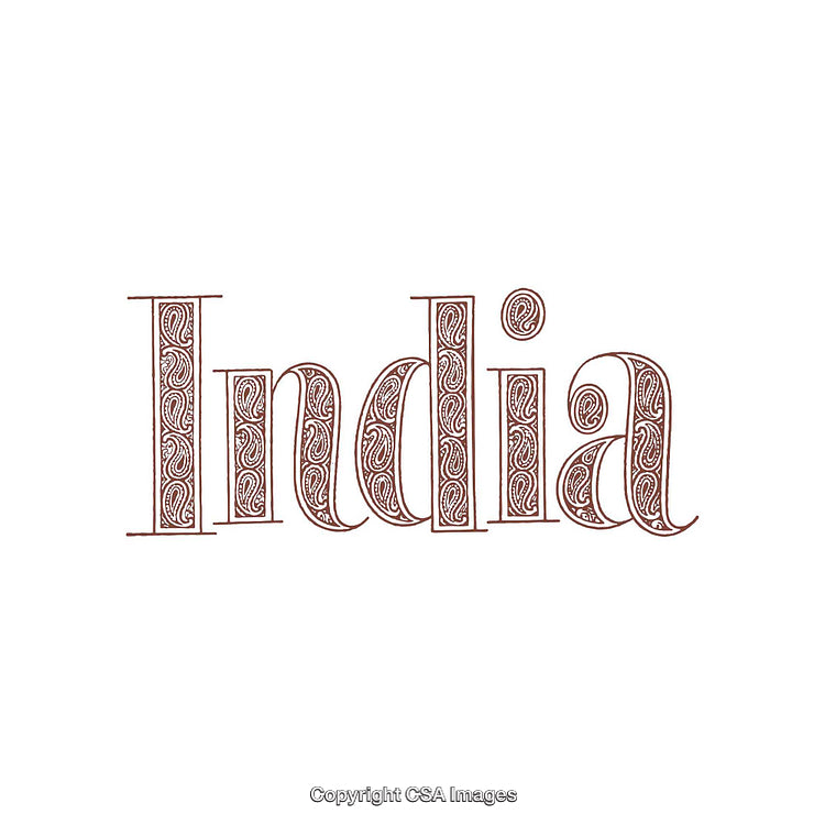 Typography Representing India With Intricate Paisley Pattern in Elegant Design