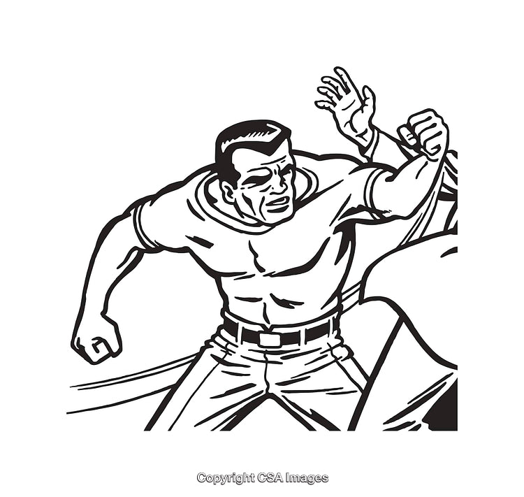 Dynamic Black and White Line Art of a Dramatic Action Scene