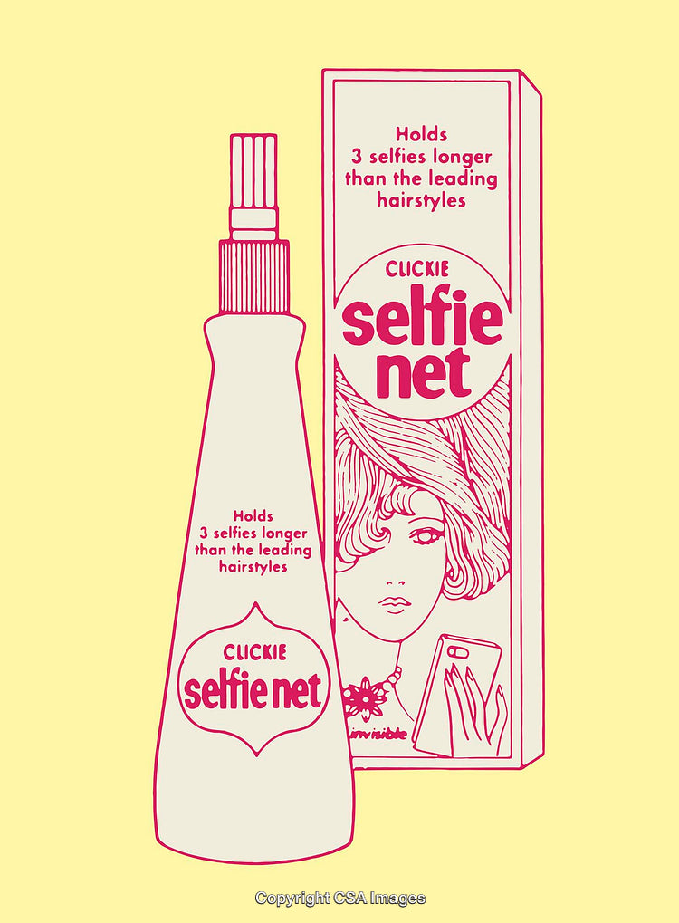 Retro Line Art Illustration of a Novelty Hair Product Packaging