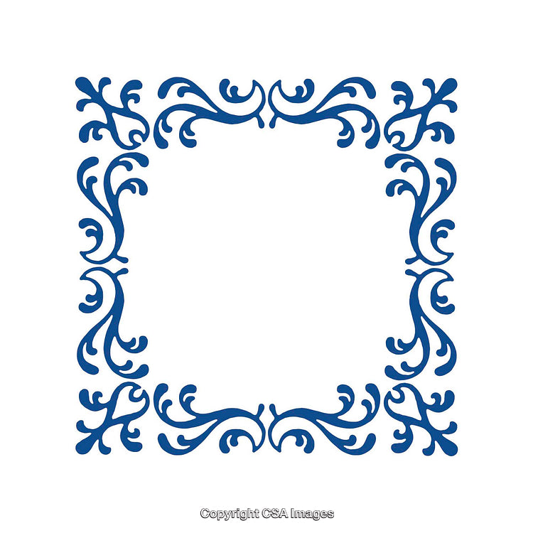 Elegant Blue Floral Decorative Frame Design on White Background