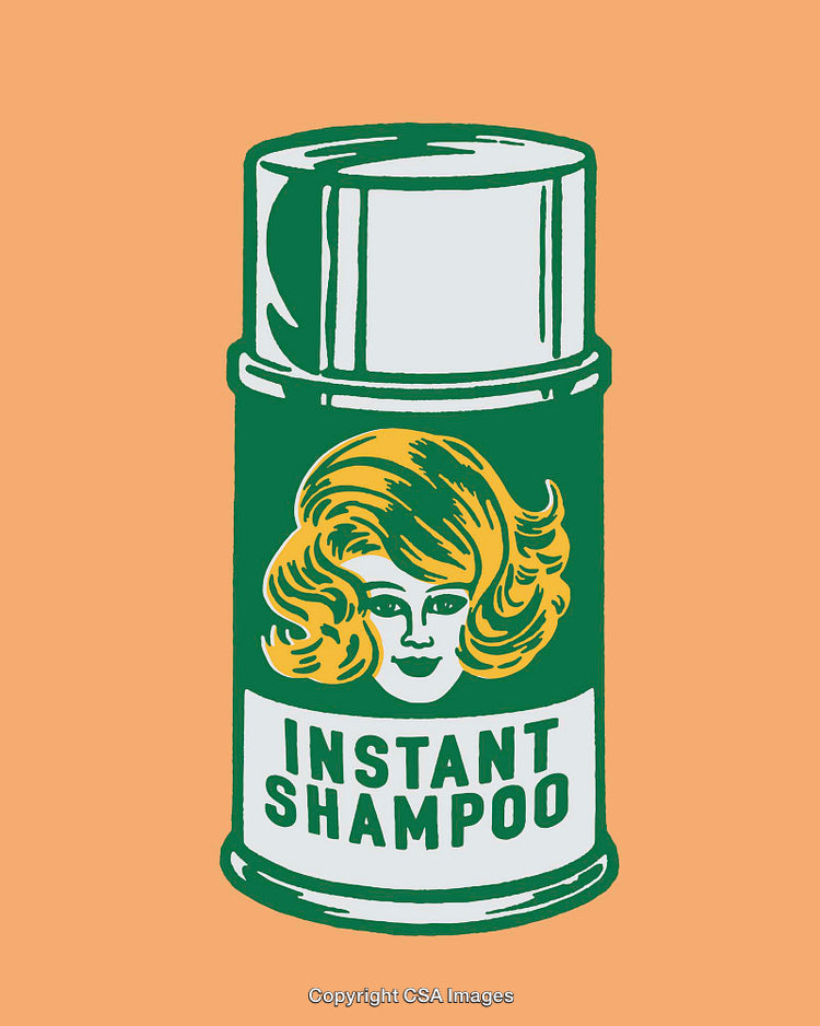 Vintage Line Art Illustration of Instant Shampoo Label Design