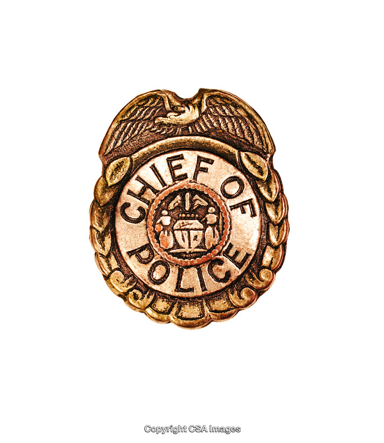 Police Chief Badge with Golden Trim and Detailed Insignia