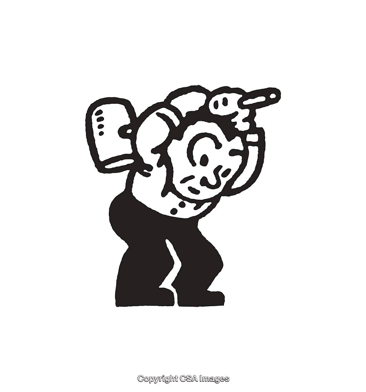 Black and White Illustration of a Worker Lifting a Heavy Object