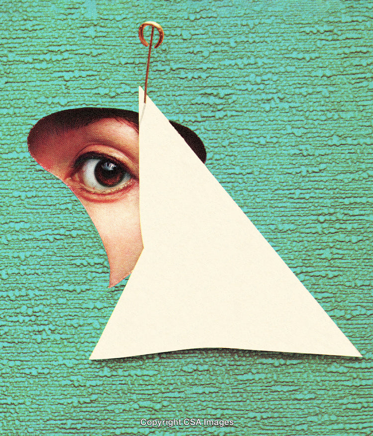 Close-Up Surreal Illustration of an Eye Behind Torn Paper