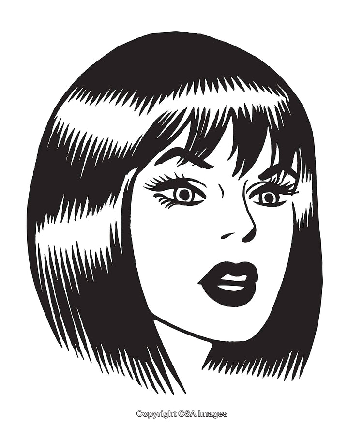 Black and White Pop Art Style Illustration of a Woman's Face