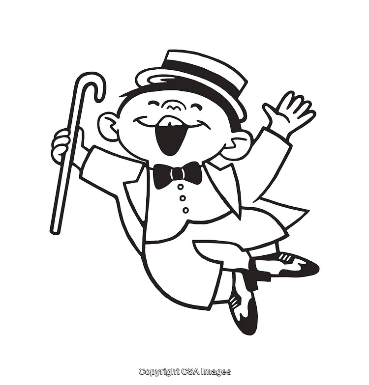 Cartoon Character in Black and White Line Art Illustration