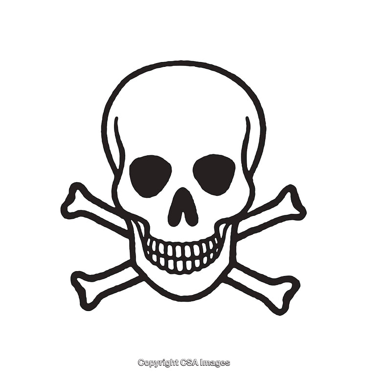 Black and White Skull and Crossbones Line Art Illustration