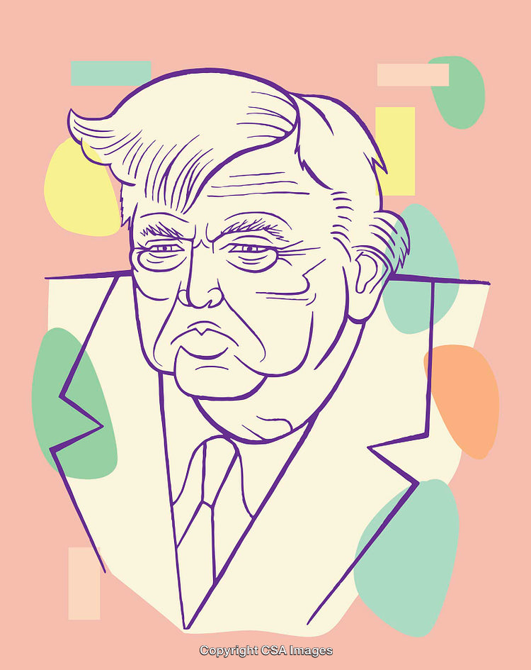 Colorful Line Art Illustration of a Person with Abstract Geometric Background
