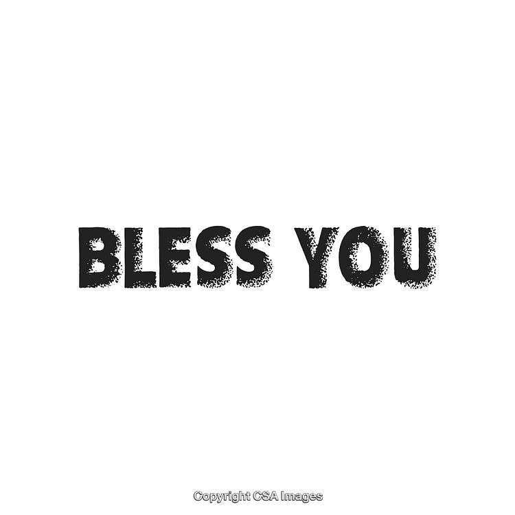 Bless You Text in Bold Grunge Font on White Background