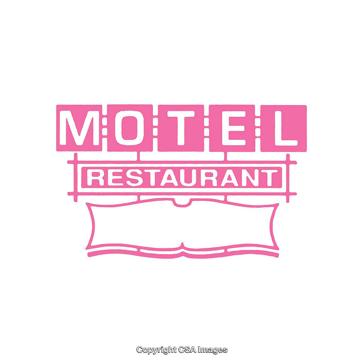 Retro Pink Motel Restaurant Sign in Minimalist Design