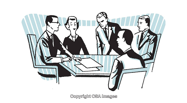 Illustration of Business Professionals Collaborating During a Meeting