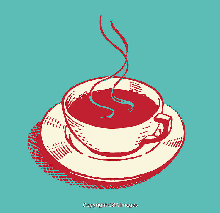 Stylized Line Art of a Steaming Cup of Tea or Coffee