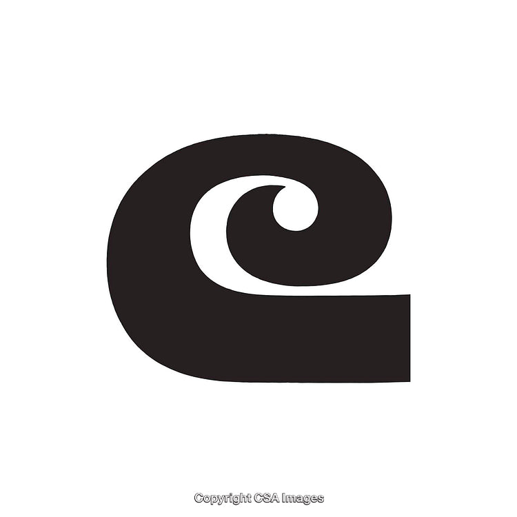 Minimalist Black Typography of the Letter G with Abstract Spiral Design