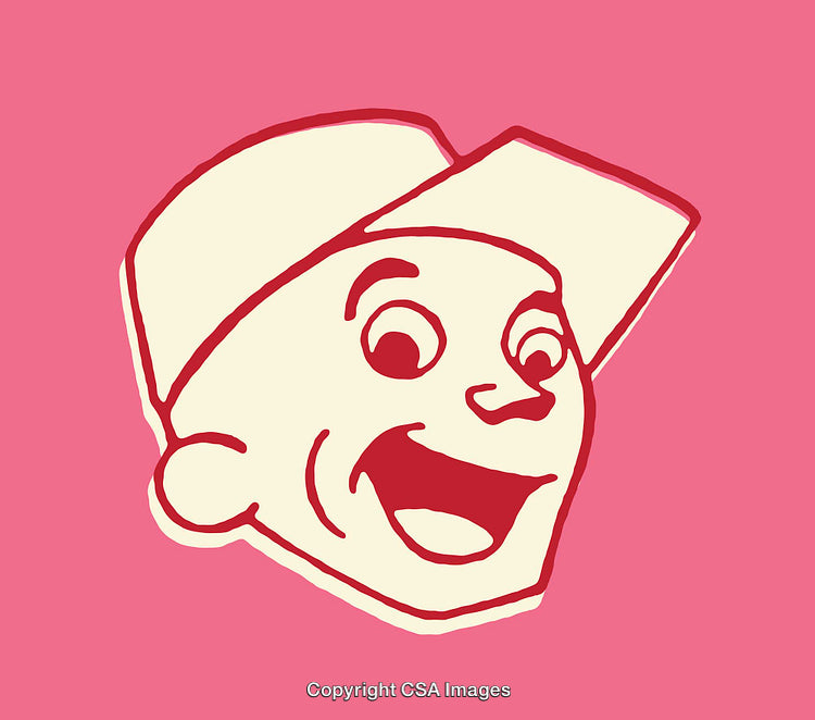 Whimsical Cartoon Figure in Playful Retro Style Line Art Design