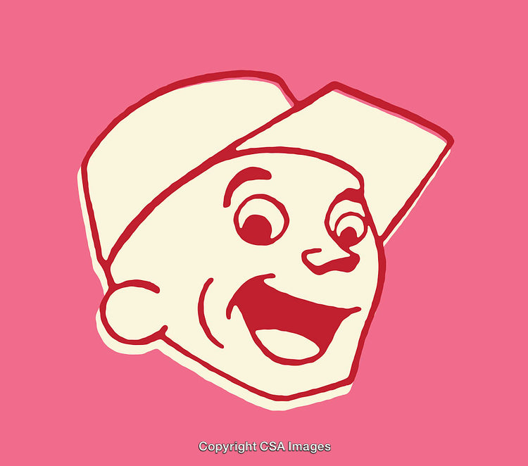 Whimsical Cartoon Figure in Playful Retro Style Line Art Design