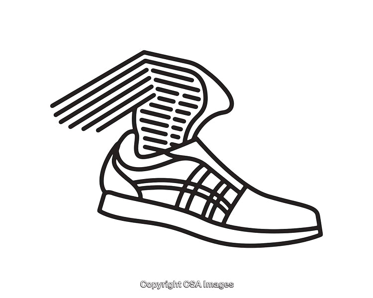 Minimalist Black and White Line Art of an Athletic Shoe