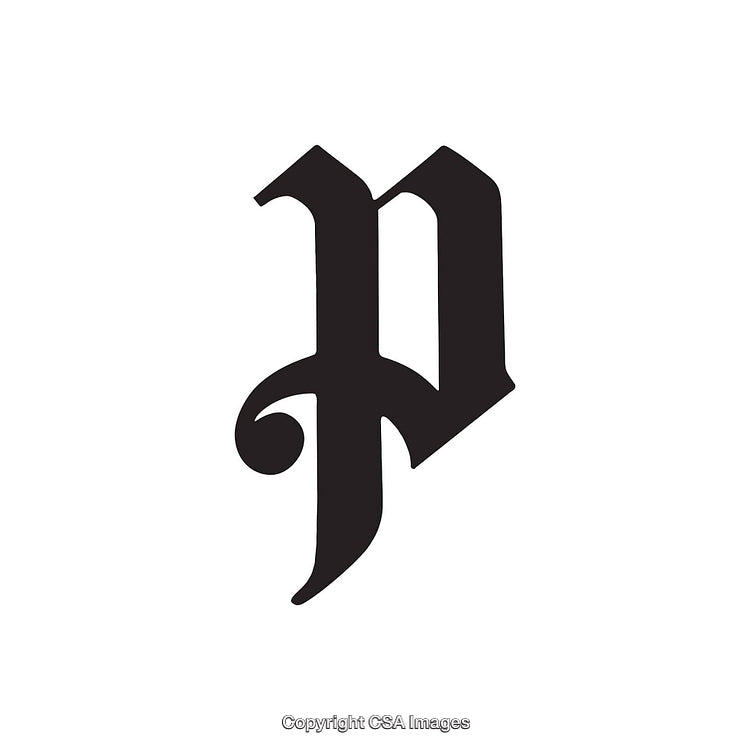 Decorative Blackletter Style Letter 'P' on White Background