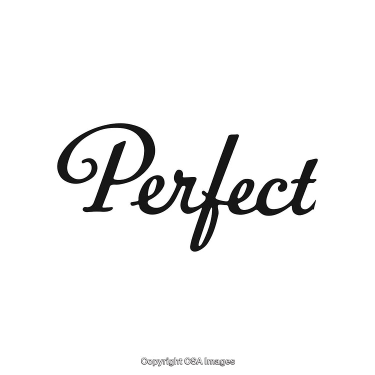 Elegant Typography Word Perfect in Black Script on White Background