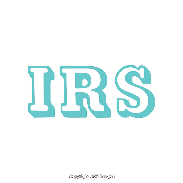 Blue IRS Letters on a White Background in Bold Typography Design
