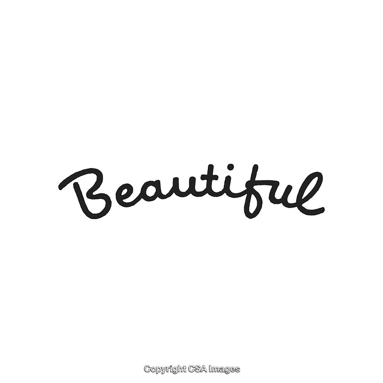 Beautiful Word Handwritten in Stylish Script Text on a White Background