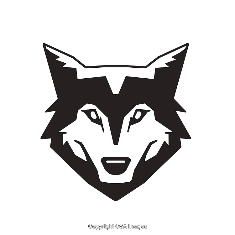 Minimalist Black and White Wolf Head Line Illustration