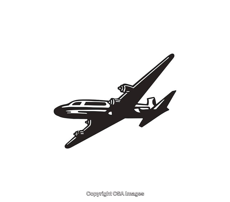 Black And White Icon Of A Vintage Airplane
