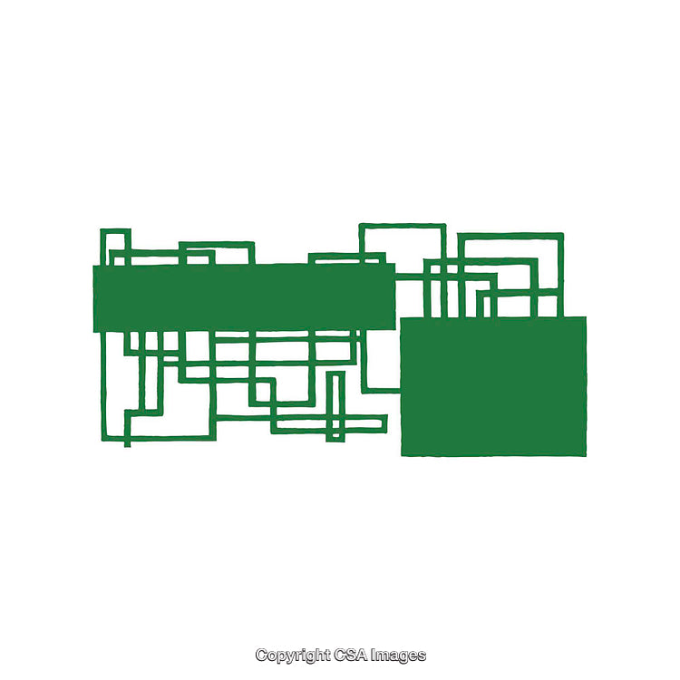 Green Abstract Geometric Shapes with Connected Lines on White Background