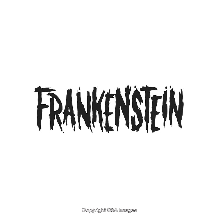 Frankenstein Text Logo with Grunge Typeface in Artistic Black on White
