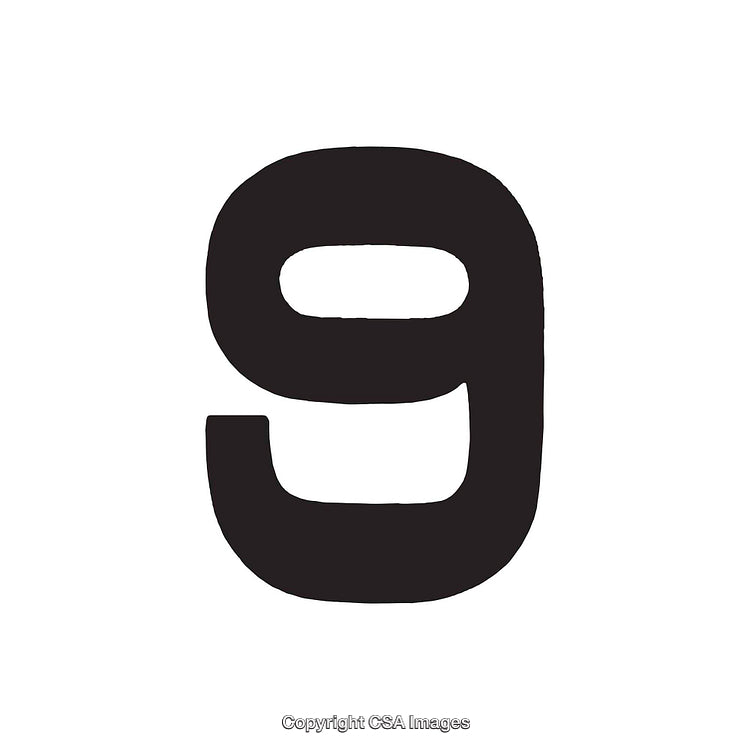 Bold Black Number Nine On White Background