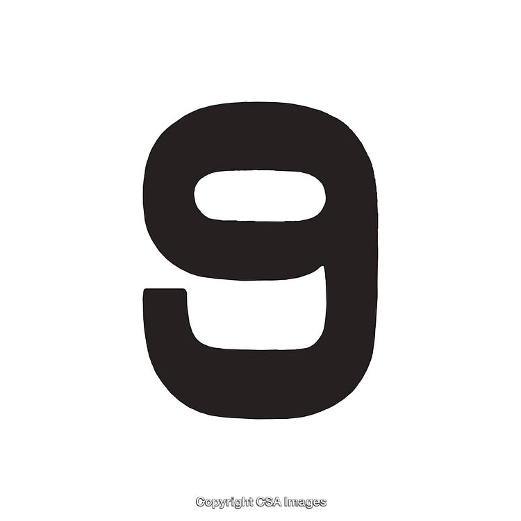 Bold Black Number Nine On White Background
