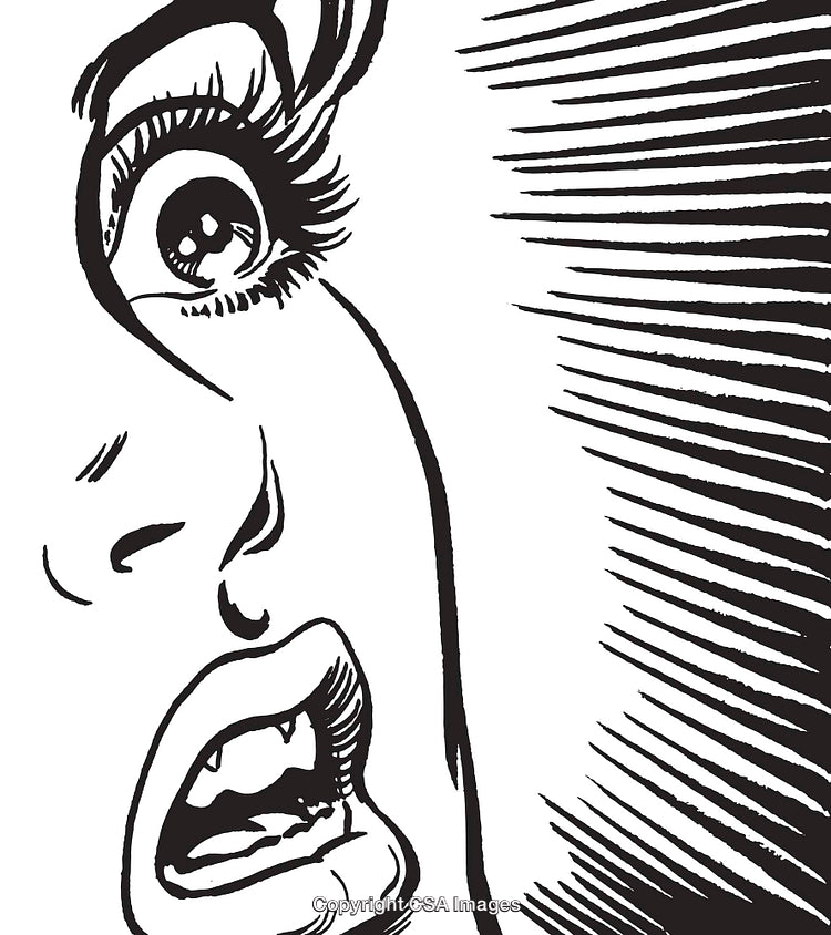 Illustration of Shocked Expression Highlighting Fear and Surprise in Black and White
