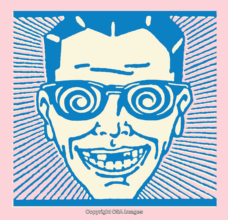Colorful Line Art Illustration Featuring a Surreal Smiling Expression
