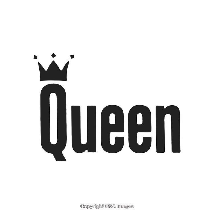 Elegant Typography Design Featuring the Word 'Queen' with a Crown Symbol