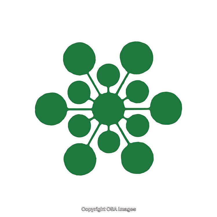 Abstract Green Circular Shape with Connected Dots on White Background