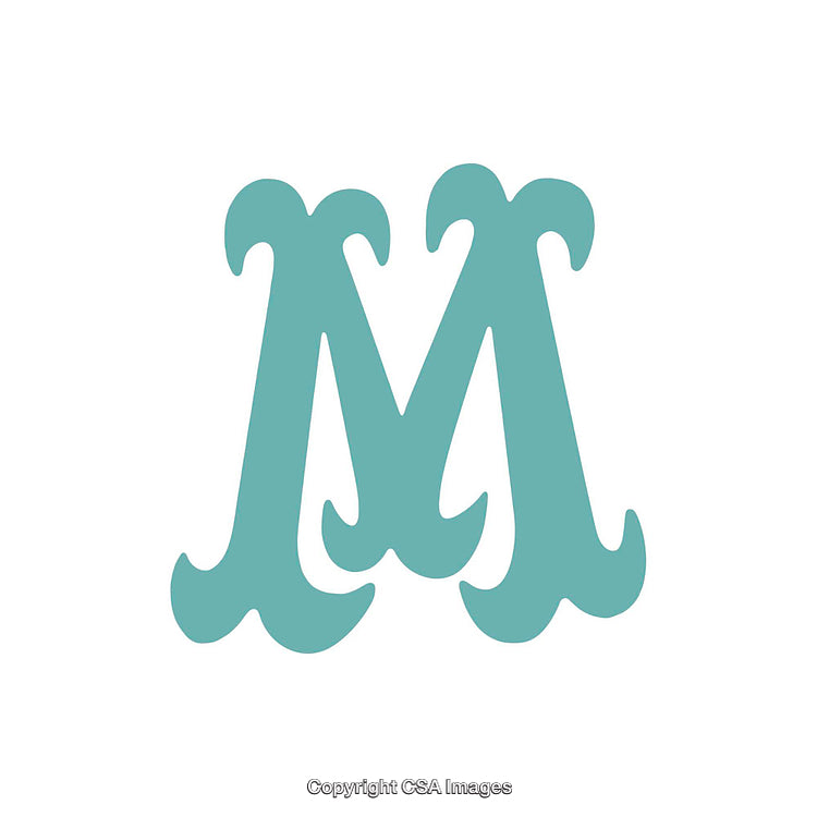 Stylized Monogram Letter M with Elegant Blue Design on White