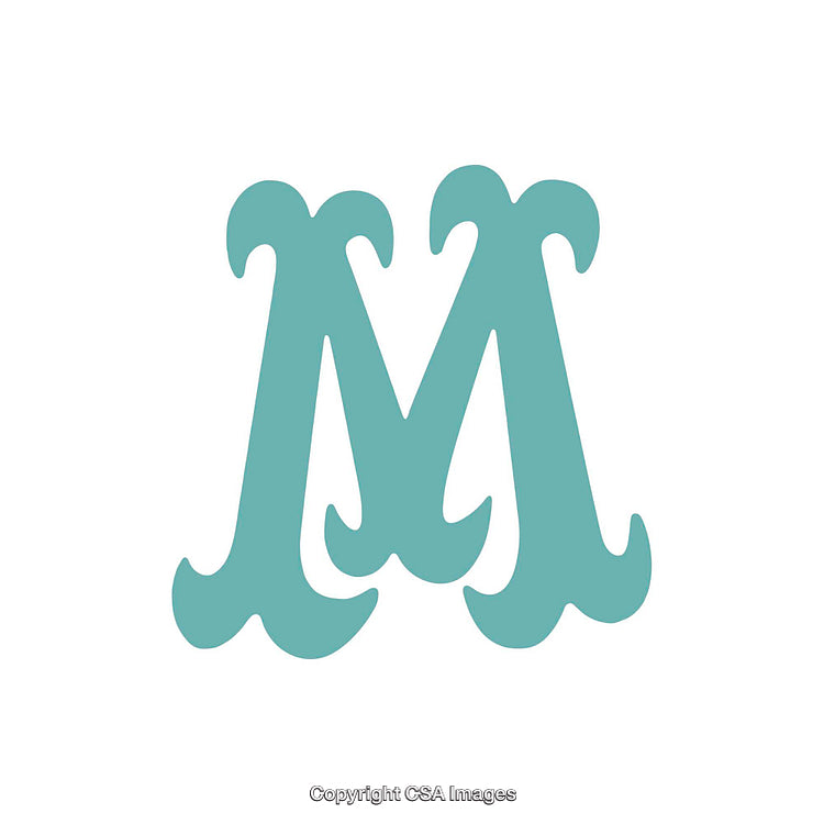 Stylized Monogram Letter M with Elegant Blue Design on White