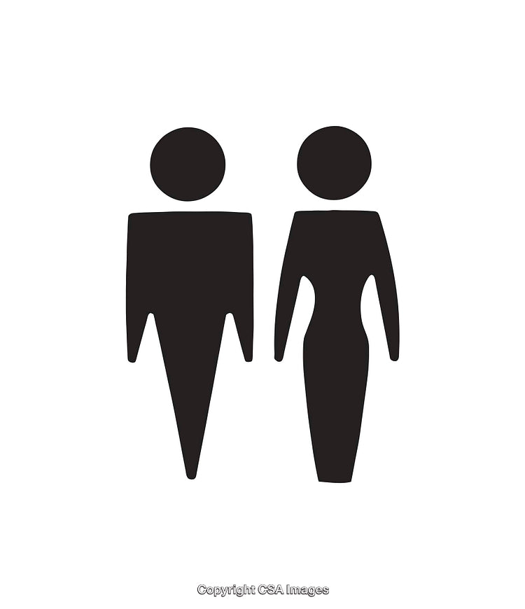 Minimalistic Black and White Male and Female Symbol Icon Illustration