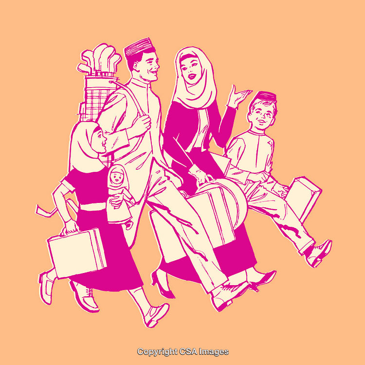 Happy Family Traveling Together with Luggage and Smiling Faces