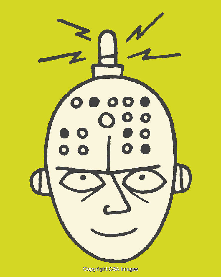 Bright Line Art Illustration of a Smiling Robot Head with Antenna