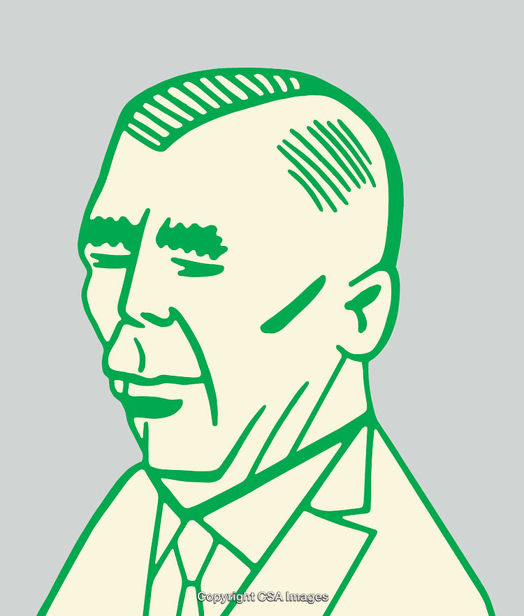 Minimalistic Green Line Art Illustration of a Distinguished Figure
