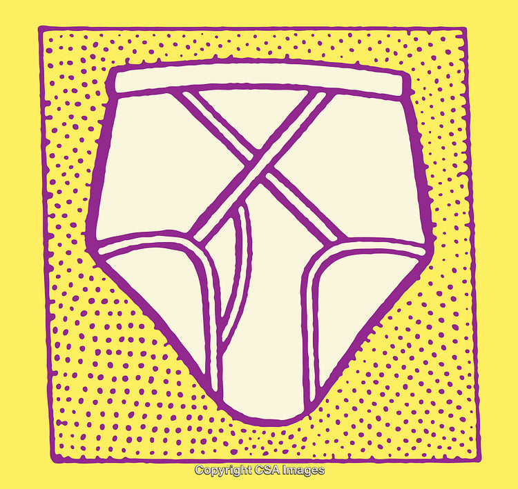Colorful Line Art Illustration of Stylish Underwear on Yellow Background