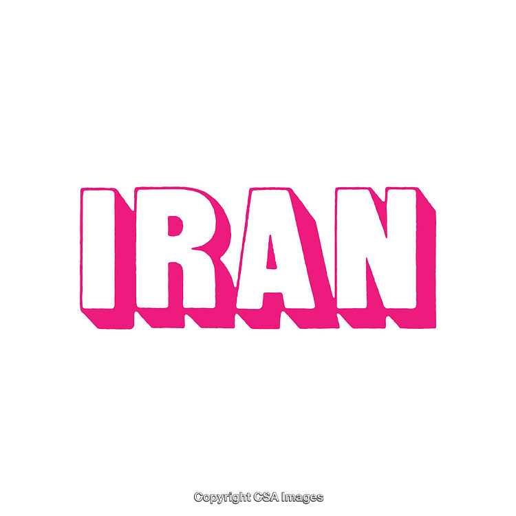 Pink Typography Image Featuring the Word 'Iran' in Bold Letters